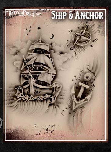 A realistic tattoo design sketch of a pirate ship, | Stable Diffusion